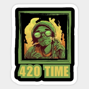 420  Time Stoned Geek Sticker